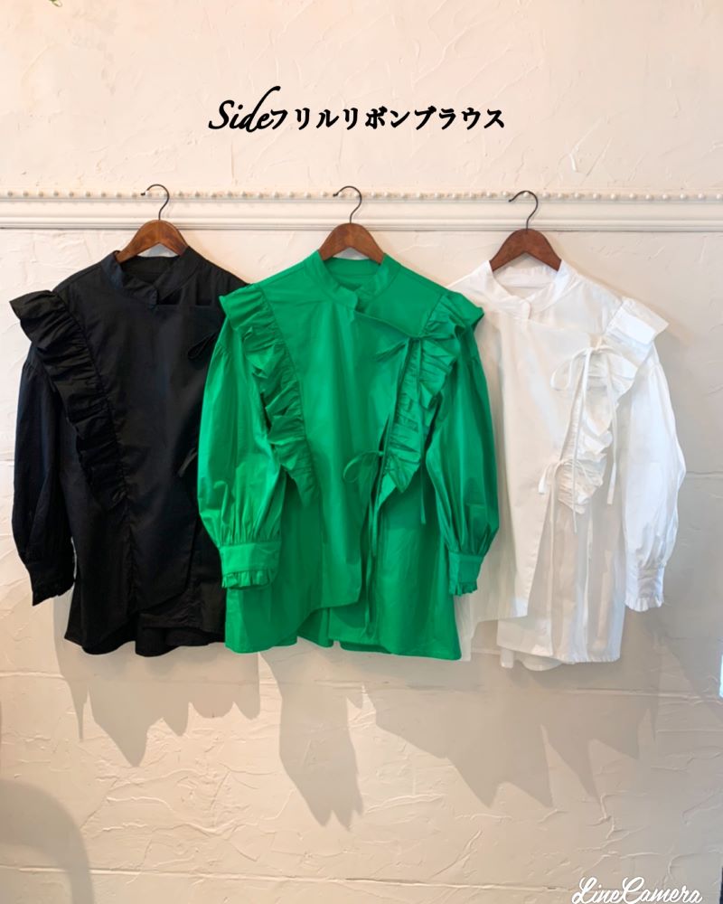 Sideフリルリボンブラウス