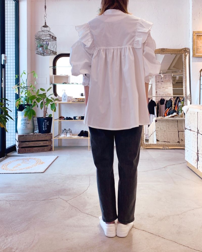 Sideフリルリボンブラウス