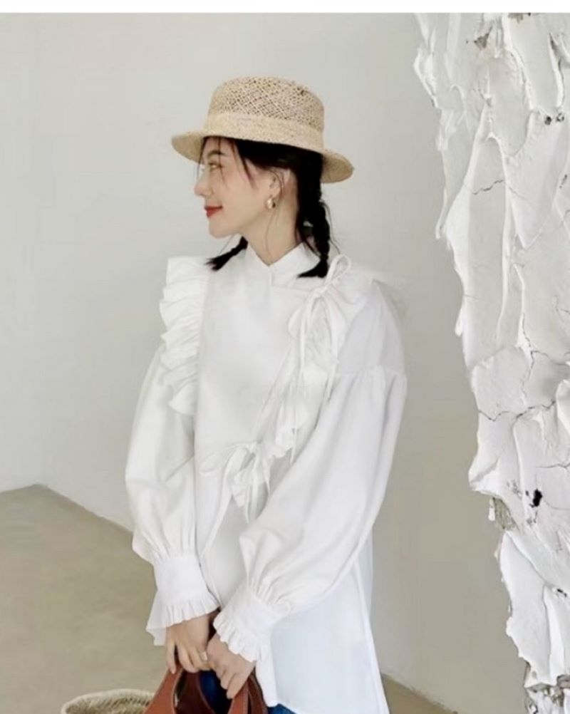Sideフリルリボンブラウス
