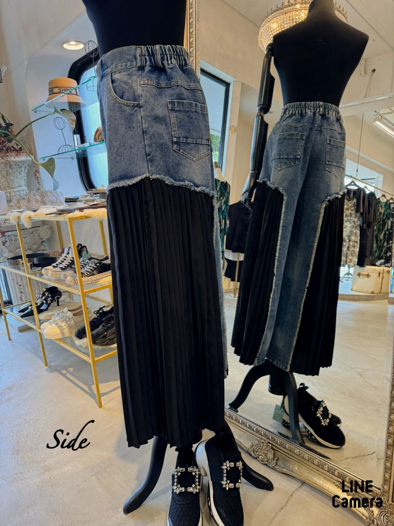 Sideプリーツデニムパンツ