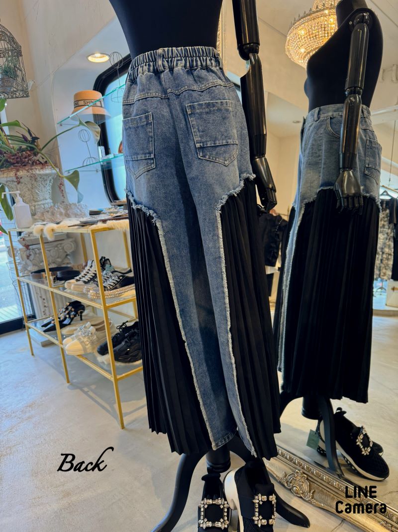 Sideプリーツデニムパンツ