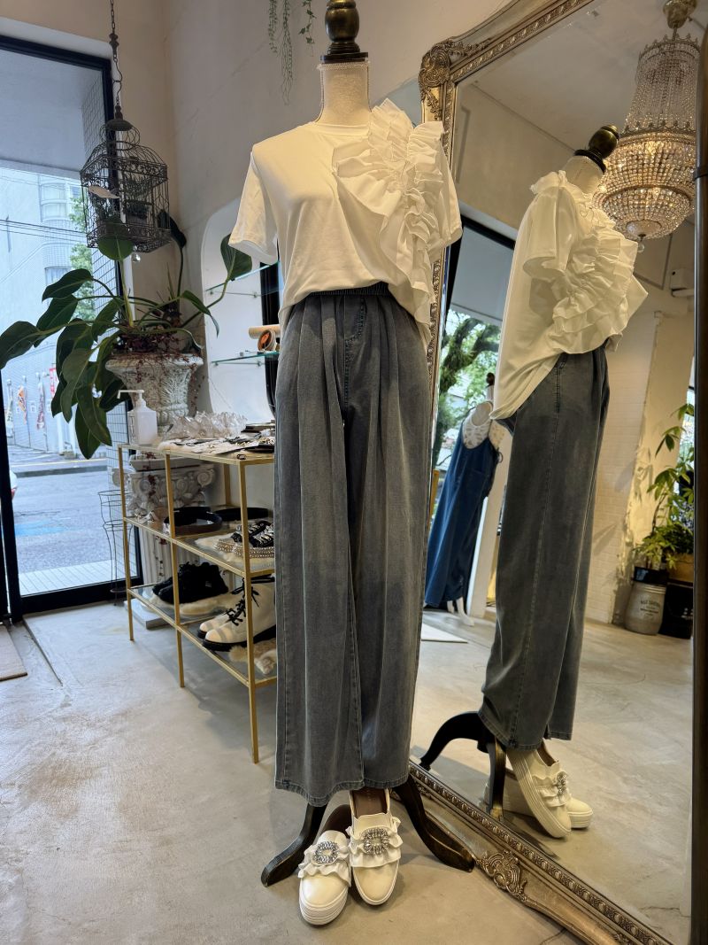 OneshoulderフリルTシャツ