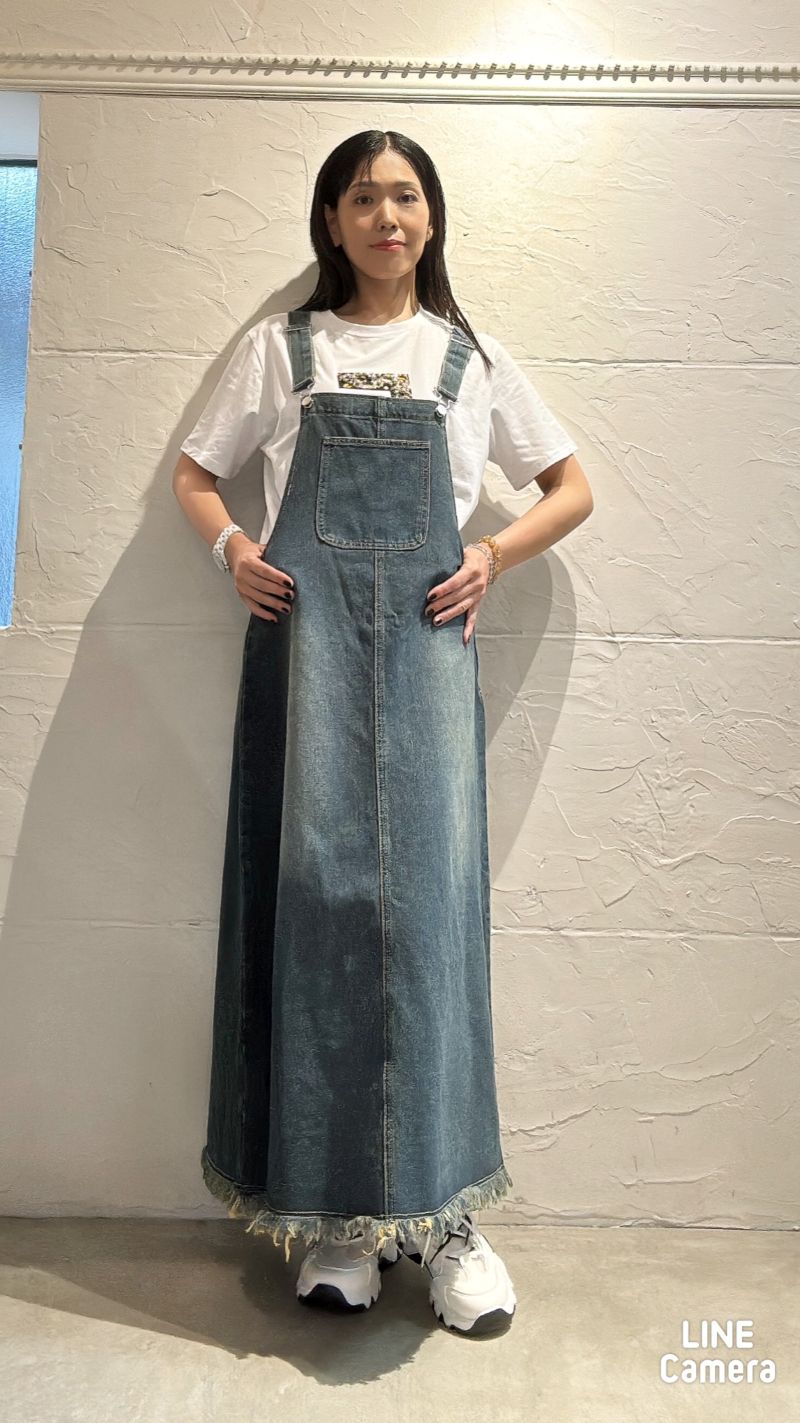 HemFringeデニムサロペスカート