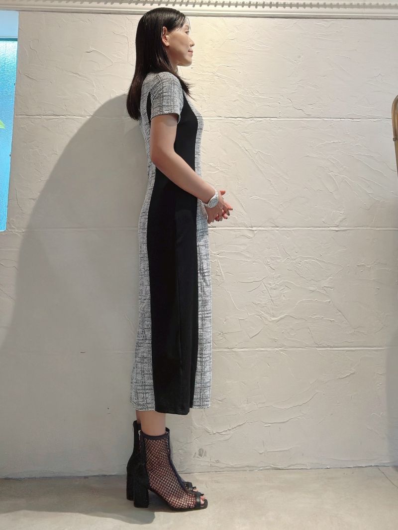 SideBlackLineツイードLikeワンピース