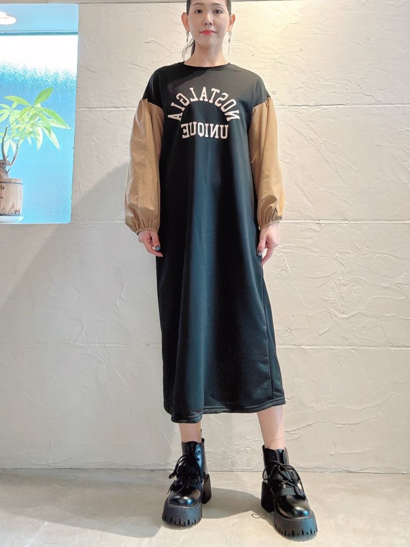 BycolorSleeveLogoワンピース