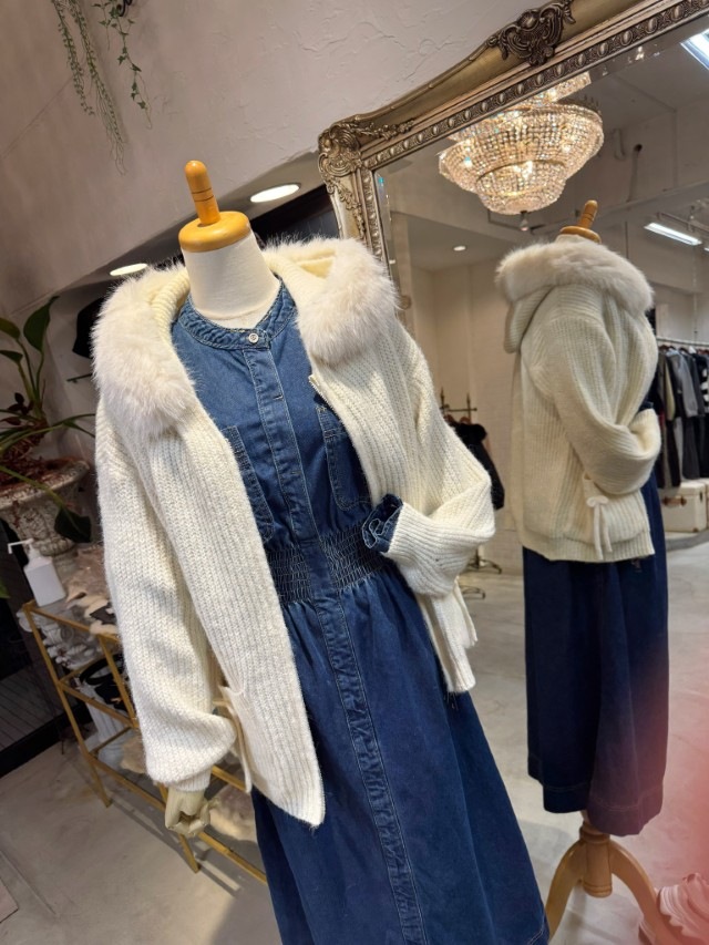 WaistギャザーDenimワンピース