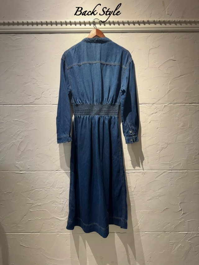 WaistギャザーDenimワンピース