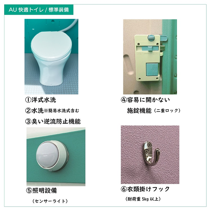 仮設トイレ　洋式　水洗　「ＡＵトイレ」　ＡＵGーＦＷＫ＋１５ＷＳ　架台付