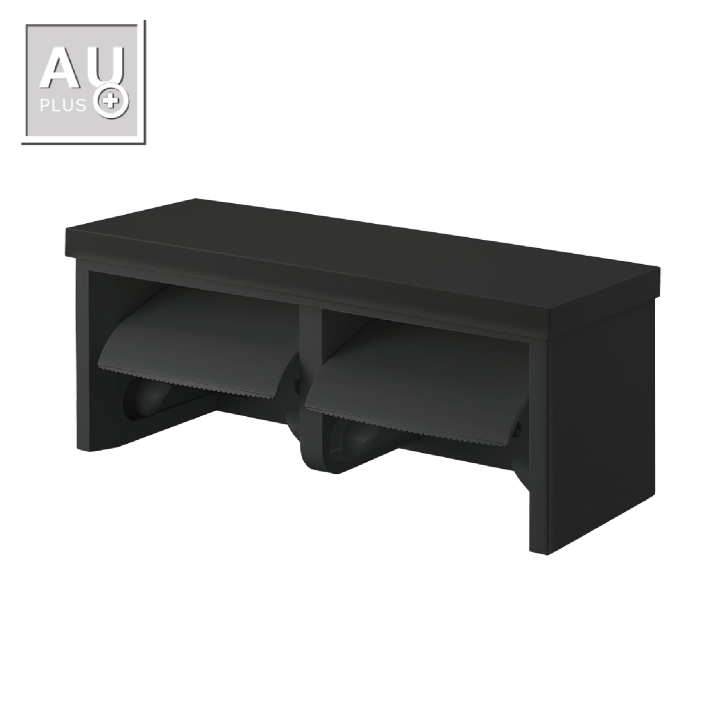 ペーパーホルダー 棚付二連 BLACK