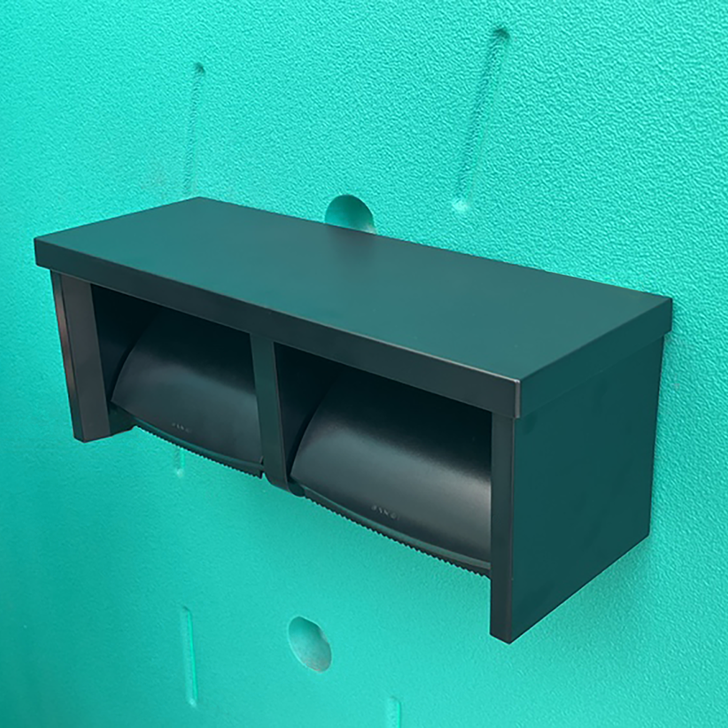 ペーパーホルダー 棚付二連 BLACK