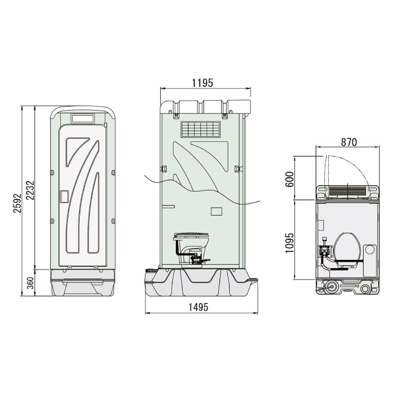 【センター引取り専用ページ】仮設トイレ　洋式　汲取　簡易水洗　「ＡＵトイレ」　ＡＵGーＦＴＪ＋ＢＣ３７Ｎ　便槽付