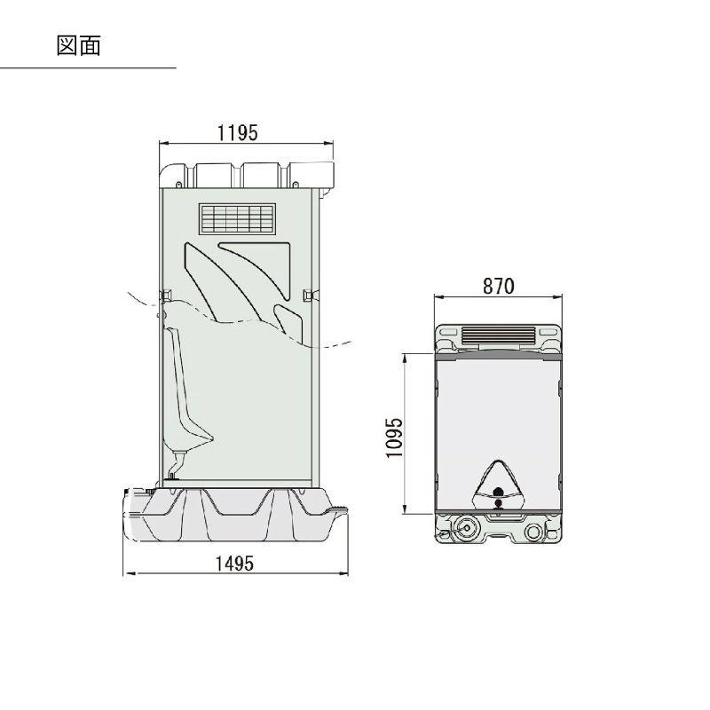【センター引取り専用ページ】仮設トイレ　ストール小便器　汲取　非水洗　「ＡＵトイレ」　ＡＵGＹーＳＵ＋ＢＣ３７Ｎ　便槽付