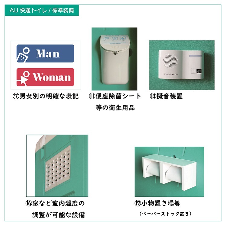 【センター引取り専用ページ】仮設トイレ　洋式　汲取　簡易水洗　「ＡＵトイレ」　ＡＵGーＦＤＪＫ＋ＢＣ３７Ｎ　便槽付