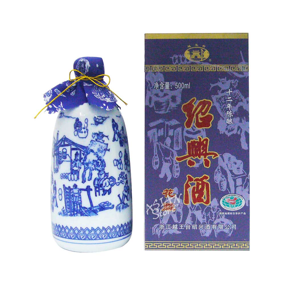 【常温便】【紹興酒】越王台陳年12年花彫酒(白磁）500ml/16度