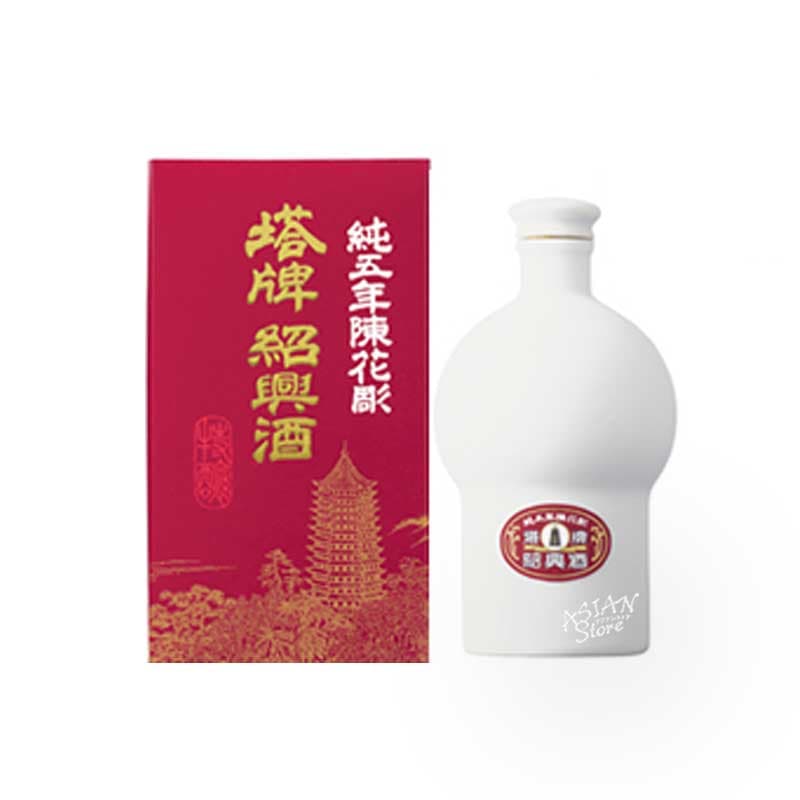 【常温便】【紹興酒】紹興酒塔牌　純５年陳花彫玉珠白磁壺　500ml/16度