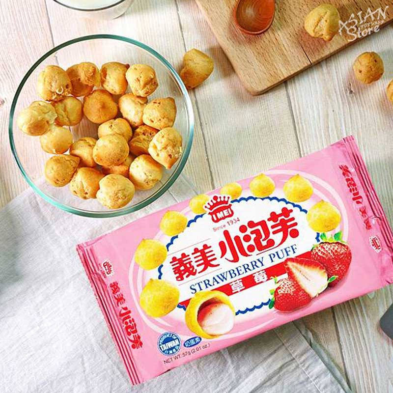 【常温便】義美IMEI 台湾のストロベリーパフ(ストロベリーシュー)／台湾義美 小泡芙(草莓味) 57g