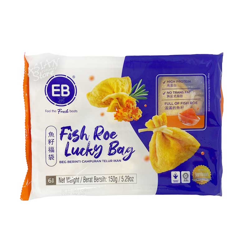 【冷凍便】マレーシア とびっこ入り巾着/馬来西亜 EB 魚子福袋 150g（25gｘ6個）