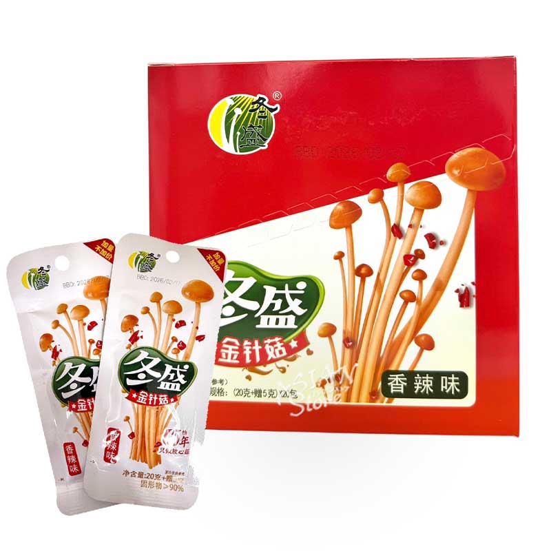 【常温便】辛口エノキタケ シャンラー味／冬盛 金針菇香辣味 20g*20袋（赤箱）