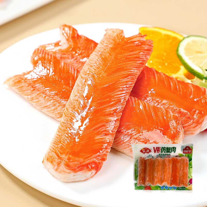 【冷凍便】Anjoy かにかま カニ風味かまぼこ／安井 V形方蟹肉 240g