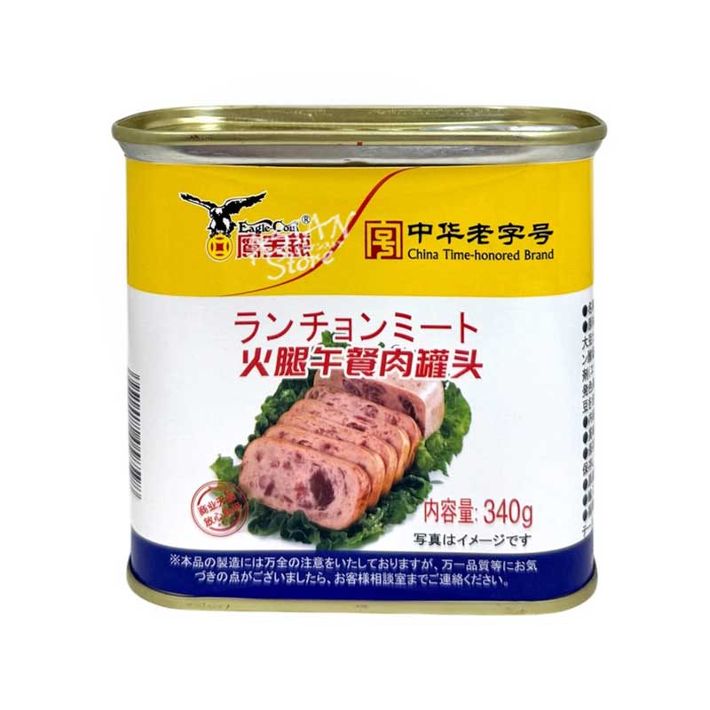 【常温便】鷹金銭 ランチョンミート(黄)／鷹金銭 火腿午餐肉缶頭 340g