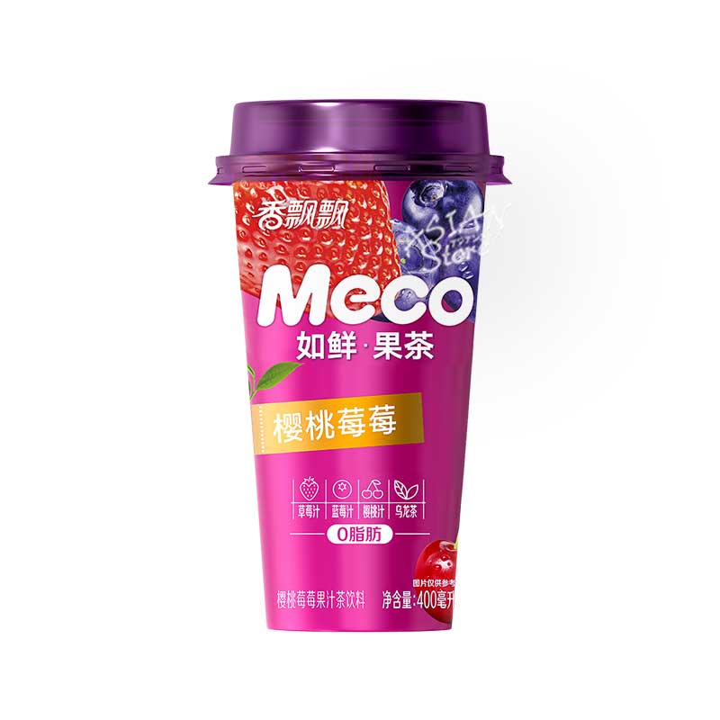 【常温便】Mecoベリーベリージュース　果汁入り烏龍茶/Meco 櫻桃苺苺果汁茶飲料400ml