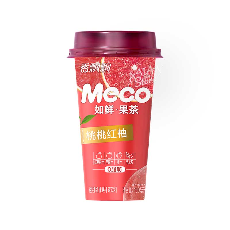 【常温便】Meco桃とグレープフルーツジュース　果汁入り烏龍茶/Meco 桃桃紅柚汁茶飲料400ml