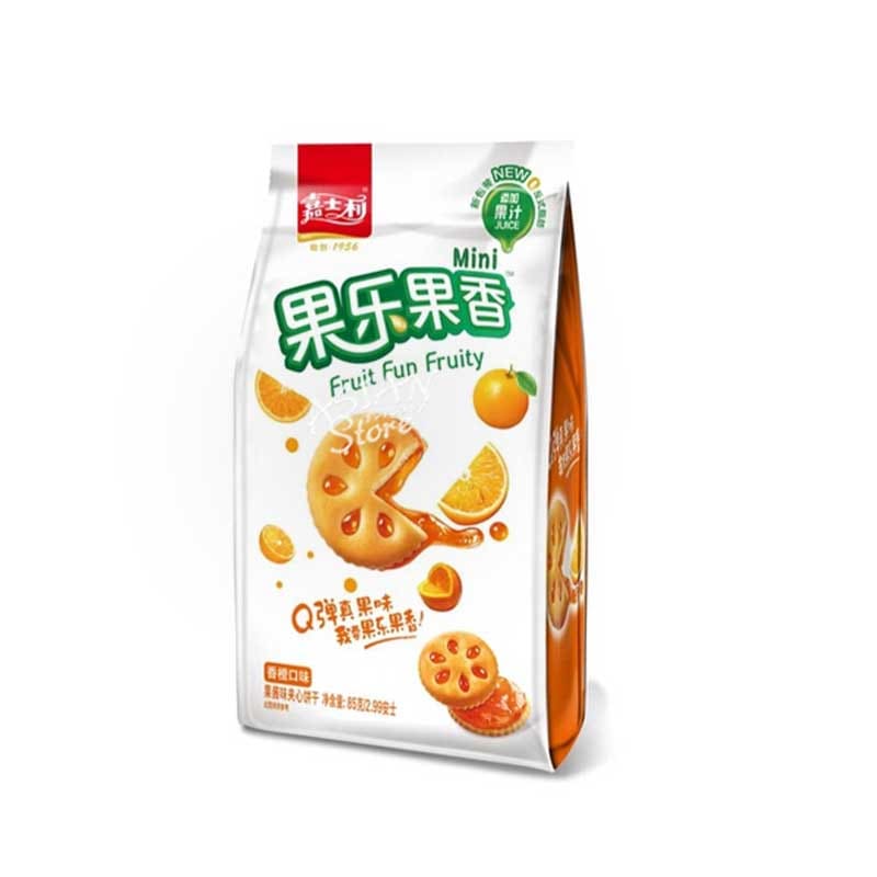 【常温便】嘉士利 オレジジャム入りビスケット クッキー／嘉士利 果楽果香 香橙味 85g