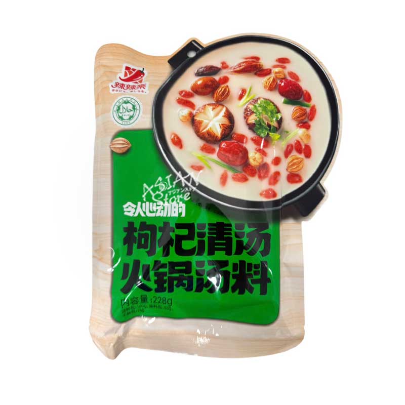 【常温便】辣辣楽 火鍋の素 清湯スープ（白湯スープ)／辣辣楽 枸杞清湯火鍋湯料228g