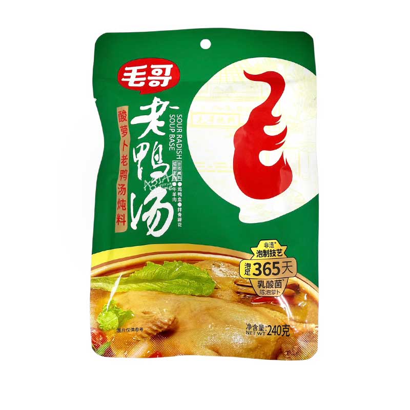 【常温便】MAOGE アヒルスープの素／毛哥 酸夢ト蝋鴨湯屯湯料 240g(固形料145g)