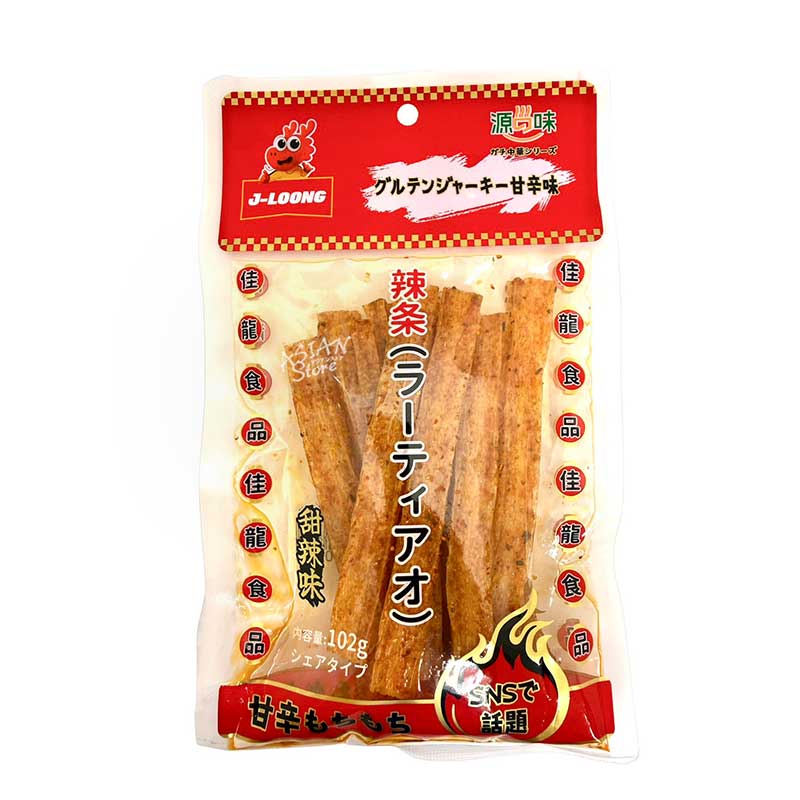 【常温便】J-LOONG 源の味 ラーティアオ（甘辛味）／源味 辣条甜辣味 102g