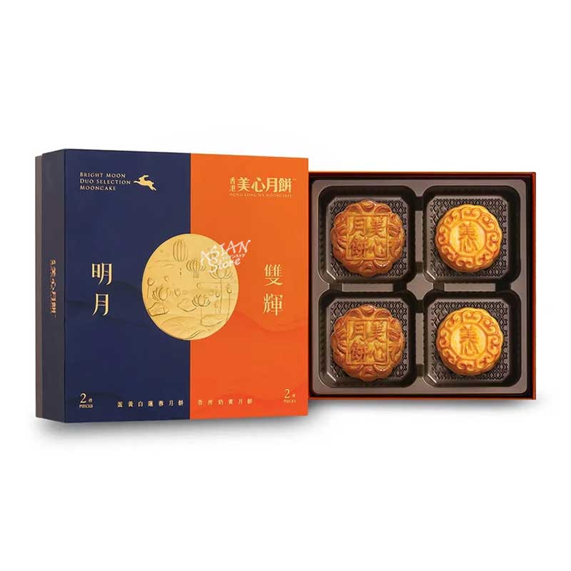 【常温便】香港美心月餅 ミニ月餅食べ比べセット(2種×2個)/香港美心 明月雙輝月餅禮盒230g(4個入り)