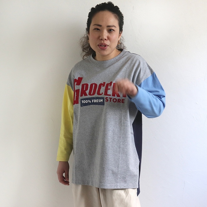 [Last One SALE] GROCER フロッキー プリント 長袖Tシャツ