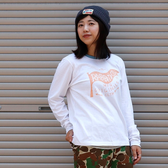 ラビットフラッグ　配色 長袖 Tシャツ|トップス|Asrabbit