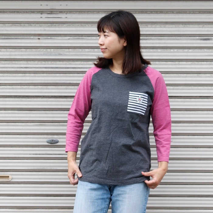 ボーダーポケット ラグラン 7分丈 Tシャツ
