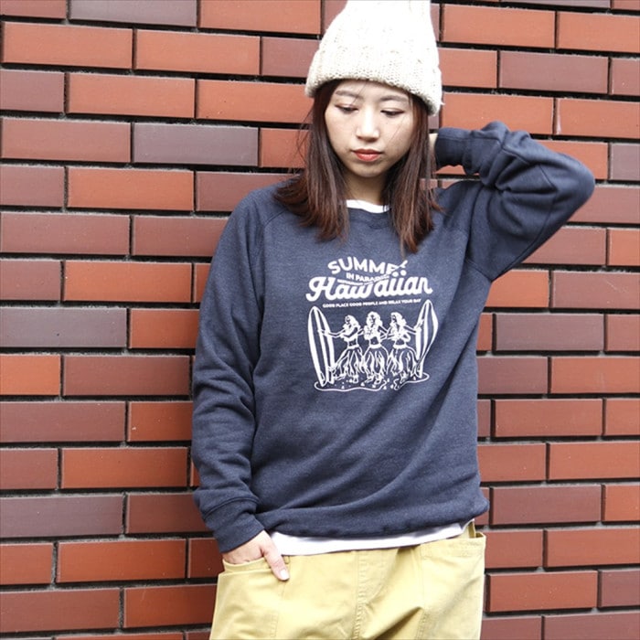 Hawaian プリント 裏起毛 トレーナー