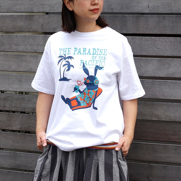 パラダイスラビット プリント 5分袖 Tシャツ|トップス|Asrabbit
