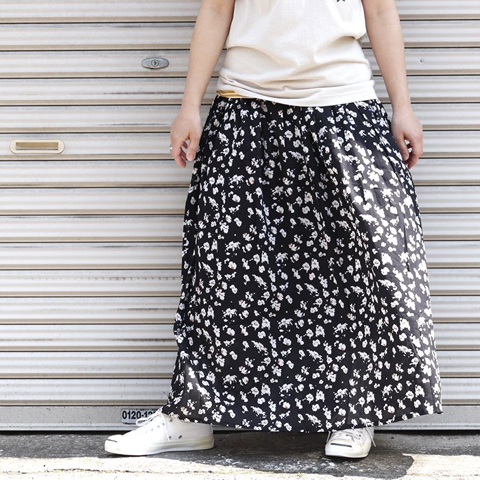 [Last One SALE]小花柄 ギャザー スカート