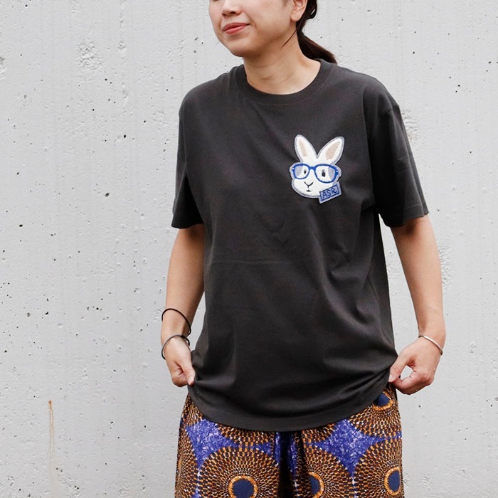 【新色】 メガネうさぎ 大ワッペン 半袖 Tシャツ|トップス|Asrabbit