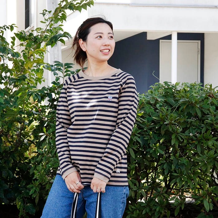 Rワッペン ラグランスリーブ ボーダー 長袖Tシャツ|トップス|Asrabbit