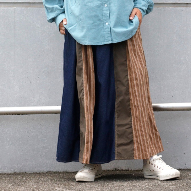 GENTIL | 異素材切替え ロング スカート