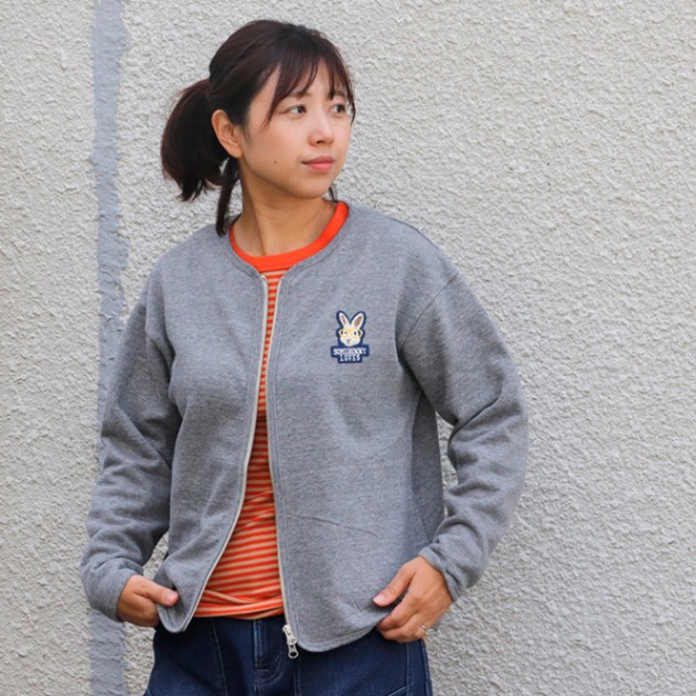 メガネうさぎ ミニワッペン W ZIP ノーカラー カーディガン|トップス|Asrabbit