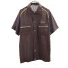 ヒルトン 70s USA製 ボーリング 半袖 シャツ M 茶 Hilton メンズ 古着 220702 メール便可|半袖シャツ|トップス