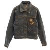 ロカウェア 刺繍ロゴ デニムジャケット S ネイビー Rocawear Gジャン レディース 【230125】 古着|デニムジャケット|アウター