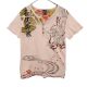 流儀独特 総柄 半袖 Tシャツ M ピンク リュウギドクトク ヘンリーネック 和柄 レディース 【230708】 古着|半袖Tシャツ|トップス