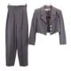 イヴサンローラン ストライプ柄 スーツ セットアップ M ネイビー系 YVES SAINT LAURENT ジャケット  ロングパンツ レディース 【230915】 古着|テーラー・ブレザー|アウター