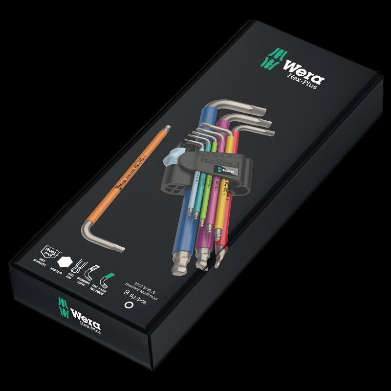 WERA HEX-PLUS  工具セット Wera 3950/9 Hex-Plus Multicolour Hf Stainless 1 L-Key Set