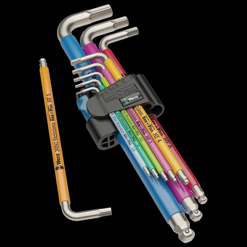 Wera - 05022699001 - Juego de llaves acodadas, 3950/9 Hex-Plus