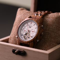 【機械式自動巻き】レディース 木製腕時計