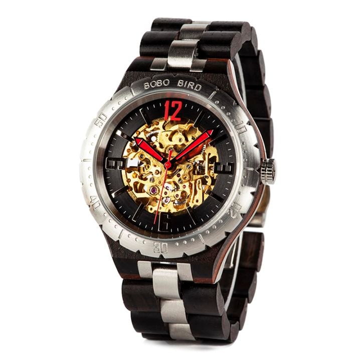 【機械式自動巻き】メンズ　木製腕時計