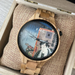 【F.M.C.浮世絵シリーズ 】メンズ木製腕時計  浮世絵 JAPAN 貼交絵 江戸の花名勝会 豊国 芳虎 花松斎 広重 加藤清 クォーツ アレルギー